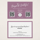 Mauve Modern Script QR Code Dankeschön Karte (Vorne & Hinten)