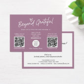 Mauve Modern Script QR Code Dankeschön Karte (Schreibtisch)