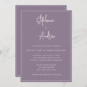 Mauve Modern Simple Wedding Einladung (Vorne/Hinten)