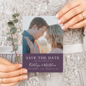 Mauve Modern Typografy Simple Foto Wedding Ankündigungspostkarte