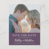 Mauve Modern Typografy Simple Foto Wedding Ankündigungspostkarte (Vorderseite)