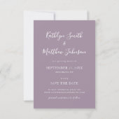 Mauve Modern Typografy Simple Foto Wedding Save The Date (Rückseite)