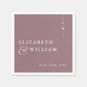 Mauve Moderne Minimalistische Monogram-Hochzeit Serviette (Vorderseite)