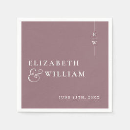 Mauve Moderne Minimalistische Monogram-Hochzeit Serviette