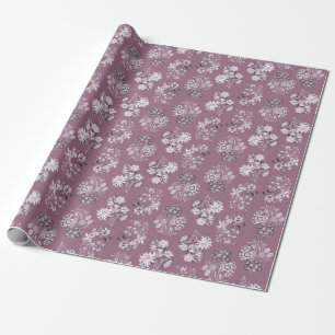 Mauve Monochrome Floral Wrapping Paper Geschenkpapier