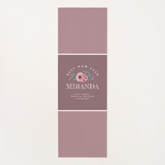 Mauve Monogram Beste Mama je Personalisierter Yogm Yogamatte (Vorderseite)