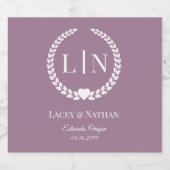 Mauve Monogram Minimalistisch Dusty Rose Initials Schaumweinetikett (Einzelnes Label)