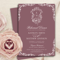 Mauve Monogram Vintag Wappen Probe Dinner