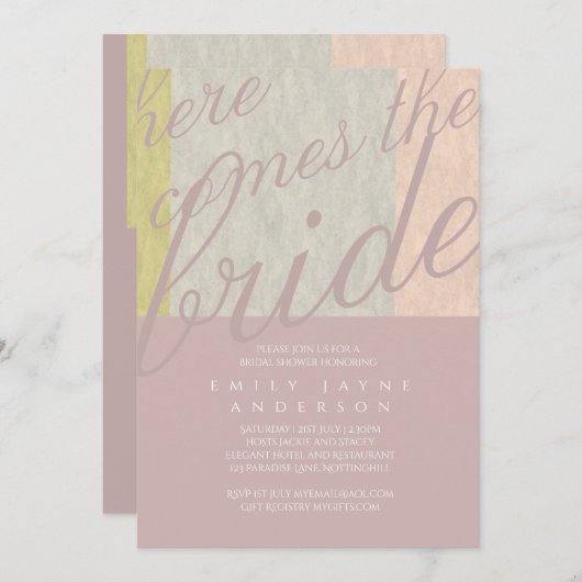 Mauve Moods Typografie Brautparty Modern Einladung (Vorne/Hinten)