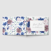Mauve Navy Blue Floral Elegant Wedding Guest Book Gästebuch (Voll)