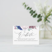 Mauve Navy Blue Floral Wedding Website Card Visitenkarte (Stehend Vorderseite)