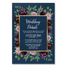 Mauve Navy Blue Gold Plum Hochzeitskarten