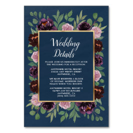 Mauve Navy Blue Gold Plum Hochzeitskarten Tischnummer
