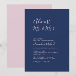 Mauve & Navy   Einfache minimale Probe-Dinner-Einl Einladung