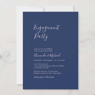 Mauve & Navy   Einfache minimale Verlobungsfeier Einladung