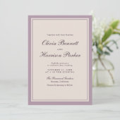 Mauve Old Money Wedding Invitation Einladung (Stehend Vorderseite)