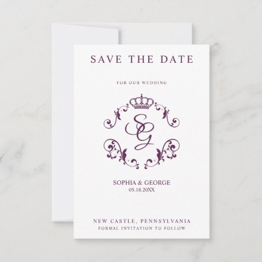 Mauve Ornamental Border with Crown & Initials (Vorderseite)