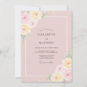 Mauve Pastel Pfingstrosen-Hochzeit Einladung