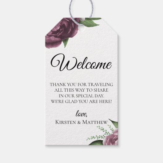 Mauve Peony Wedding Welcome Bag Geschenkanhänger (Vorderseite)