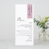 Mauve Personalisiert mit Gast Name Elegante Menü Menükarte (Stehend Vorderseite)
