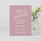 Mauve Personalisiert Wedding Hashtag Sign (Stehend Vorderseite)