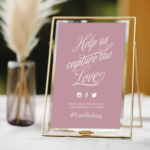 Mauve Personalisiert Wedding Hashtag Sign