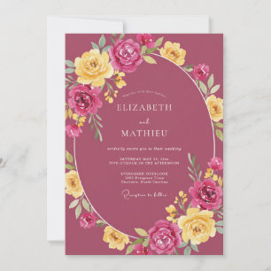 Mauve Pfingstrosen Hochzeit Gemalt Einladung