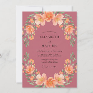 Mauve Pfirsich-Blüten-Hochzeit Einladung