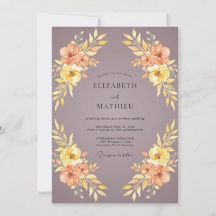Mauve Pfirsich Ranunculus Eukalyptus Hochzeit Einladung