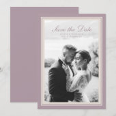 Mauve Photo Wedding Save the Date Card Einladung (Vorne/Hinten)