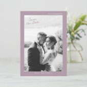 Mauve Photo Wedding Save the Date Card Einladung (Stehend Vorderseite)