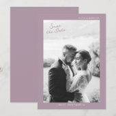Mauve Photo Wedding Save the Date Card Einladung (Vorne/Hinten)