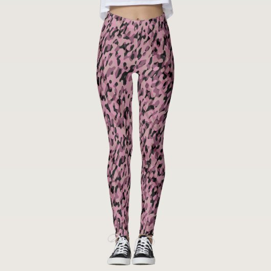 Mauve pink and Charcoal Camo abstract Leggings (Vorderseite)