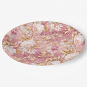 Mauve Pink And Golden Brown Floral Accents Pappteller (Schrägansicht)