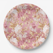 Mauve Pink And Golden Brown Floral Accents Pappteller (Vorderseite)