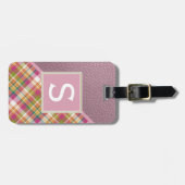 Mauve Pink Apple Green Classy Einfaches Kariertes  Gepäckanhänger (Vorderseite horizontal)