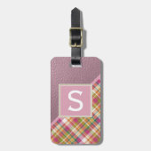 Mauve Pink Apple Green Classy Einfaches Kariertes  Gepäckanhänger (Vorderseite vertikal)