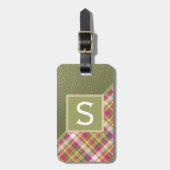 Mauve Pink Apple Green Classy Einfaches Kariertes Gepäckanhänger (Vorderseite vertikal)