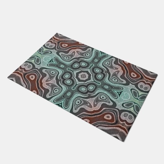 Mauve Pink Aquamarin Green Angesagt Orient Bali Ar Fußmatte (Schrägansicht)