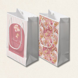 Mauve Pink Balloons floral, Cute Teddy Bear Kleine Geschenktüte