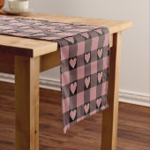 Mauve Pink Black Buffalo Heart Plaid Table Runner Kurzer Tischläufer (Beispiel)