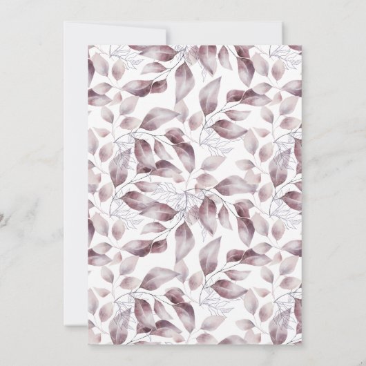 Mauve Pink Blätter Brautparty Einladung (Rückseite)