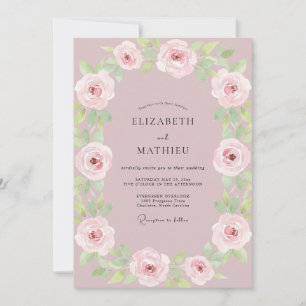 Mauve-Pink-Blooming-Hochzeit Einladung