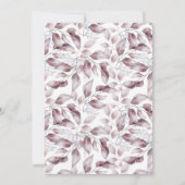 Mauve Pink Blume Aquarellfarbe Blätter Brautparty Einladung (Rückseite)