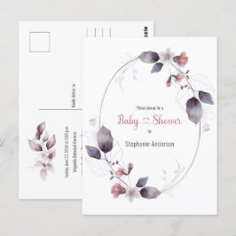 Mauve Pink Blumendusche Botanisches Baby Einladung Postkarte