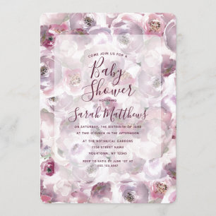 Mauve Pink Country Blumendusche Einladung