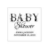 Mauve Pink Elegant Floral Chic Girl's Baby Shower Gummistempel (Prägung)