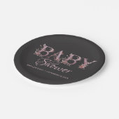 Mauve Pink Elegant Floral Chic Girl's Baby Shower Pappteller (Schrägansicht)