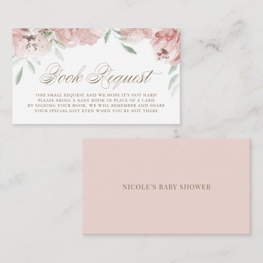 Mauve Pink Floral Baby Showkarte Platzkarte (Vorne/Hinten)