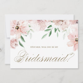 Mauve Pink Floral WIll You be My Bridesmaid Card Einladung